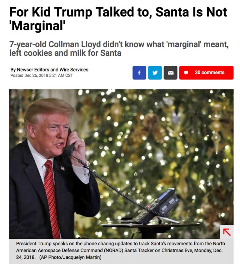 Gibberish Quote Of The Day – For Trump Santa Is Marginal (GQD #5 Dec 26, 2018)